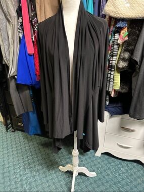 Grace Elements Black Draped Open-Front Cardigan